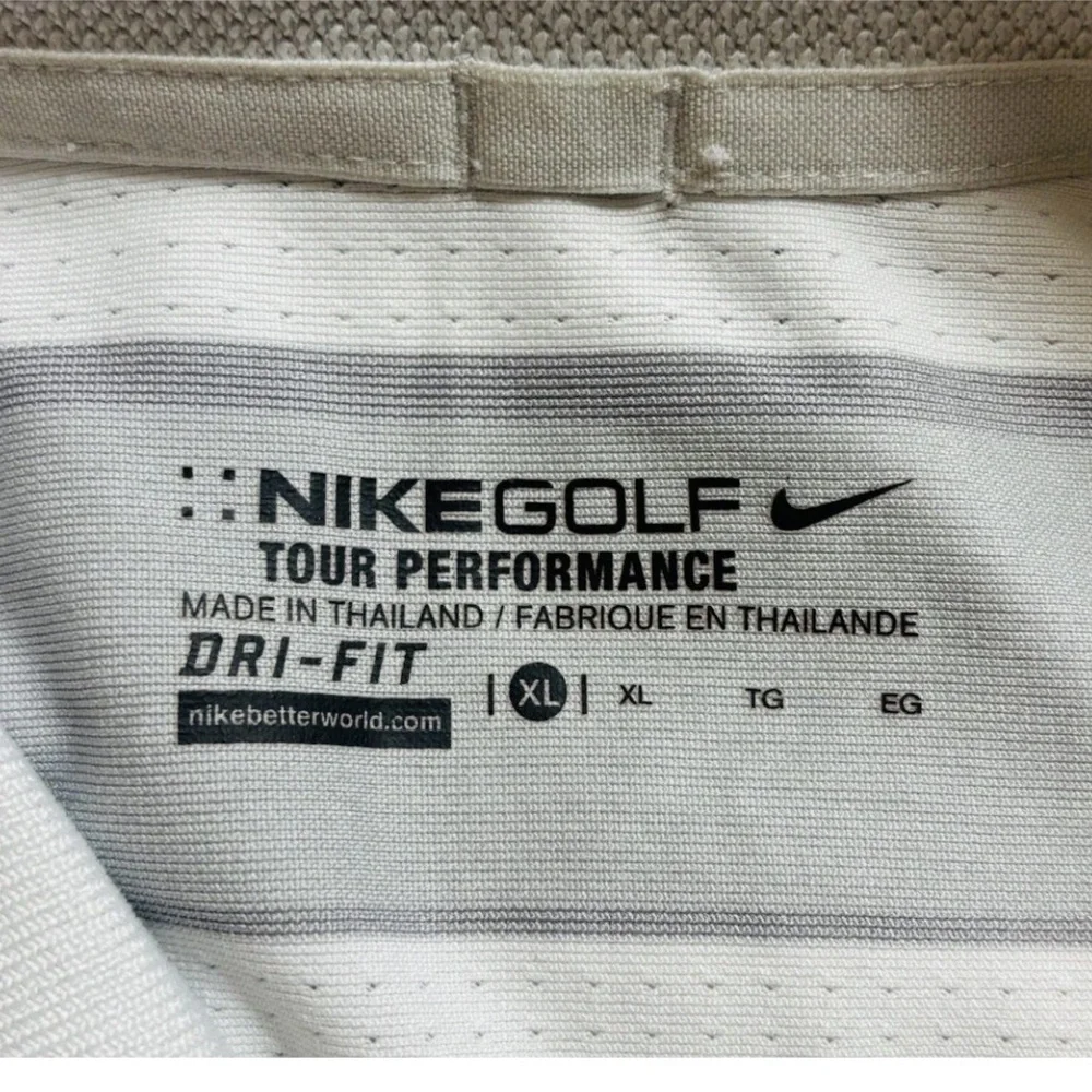 Nike Golf Tour Performance Polo Shirt Dri-Fit Size X-Large Gray White Stripe